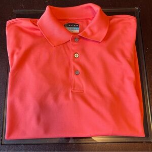 PGA Tour Vibrant Coral Polo Golf Shirt Size Large